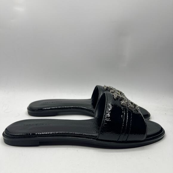 Tory Burch Everly Slide Sandals Perfect Black/Crystal Size 8 NEW - Picture 3 of 8